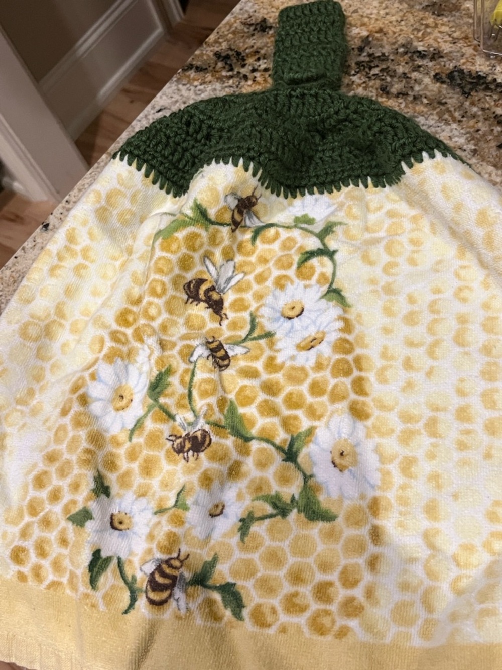 Vintage Crochet Honey Bee Dish Towel